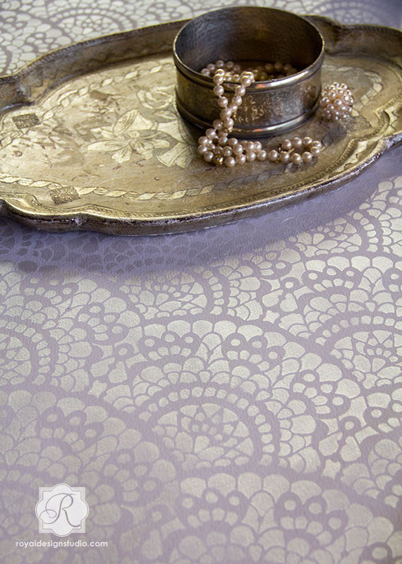 Spanish Lace Scallop Furniture Stencil