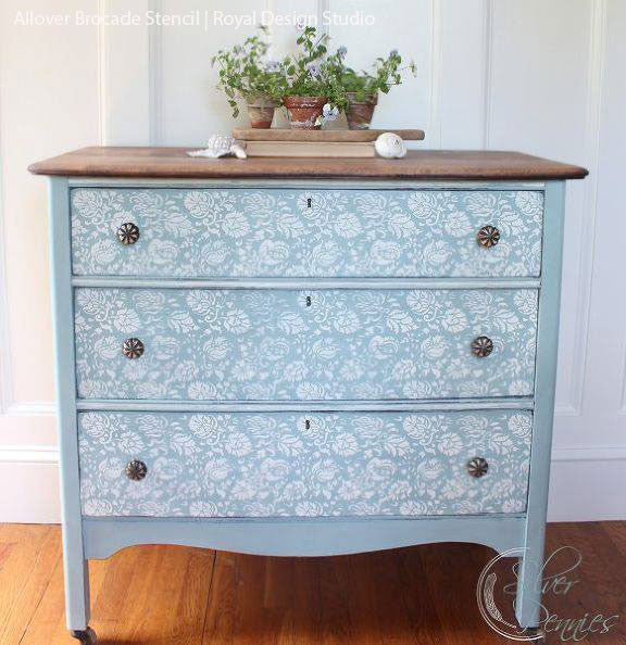 Allover Brocade Furniture Stencil