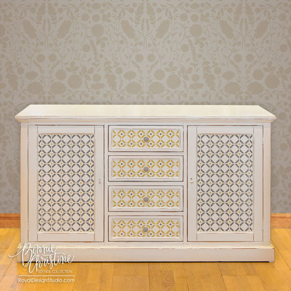 Diamonds & Dots Furniture Stencil