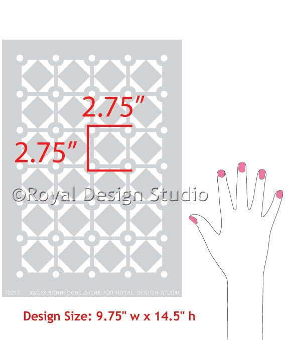 Diamonds & Dots Furniture Stencil
