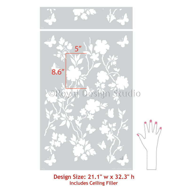 Butterfly Pavilion Chinoiserie Wall Stencil