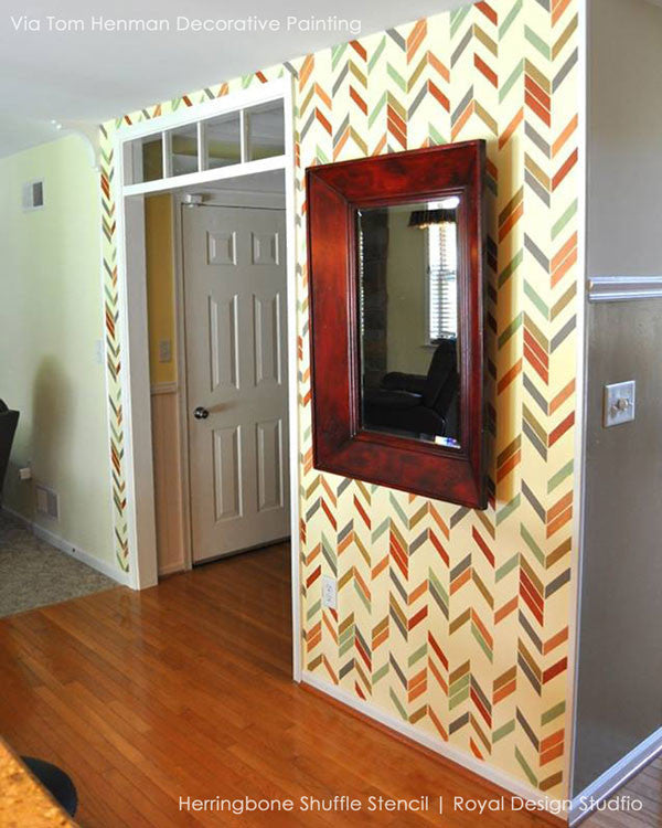 Herringbone Shuffle Wall Stencil