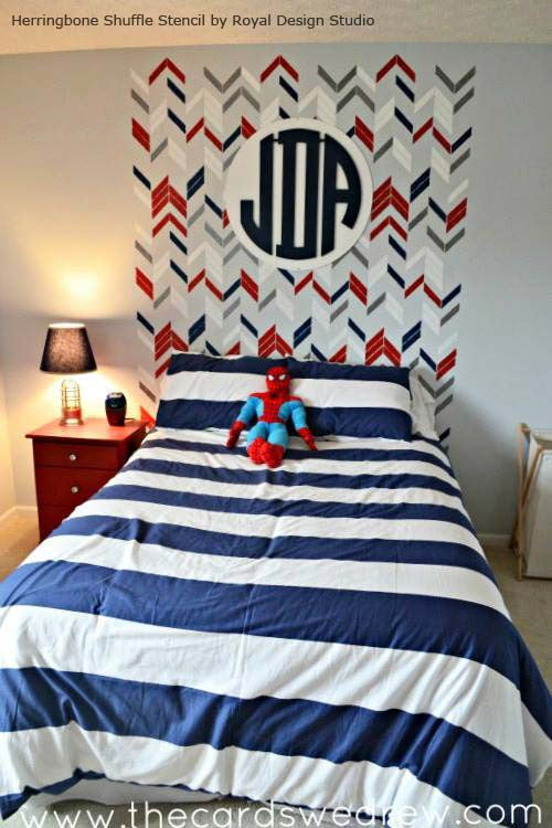 Herringbone Shuffle Wall Stencil