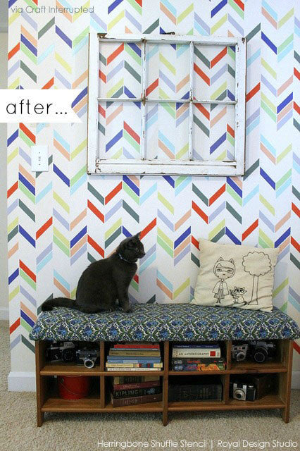 Herringbone Shuffle Wall Stencil