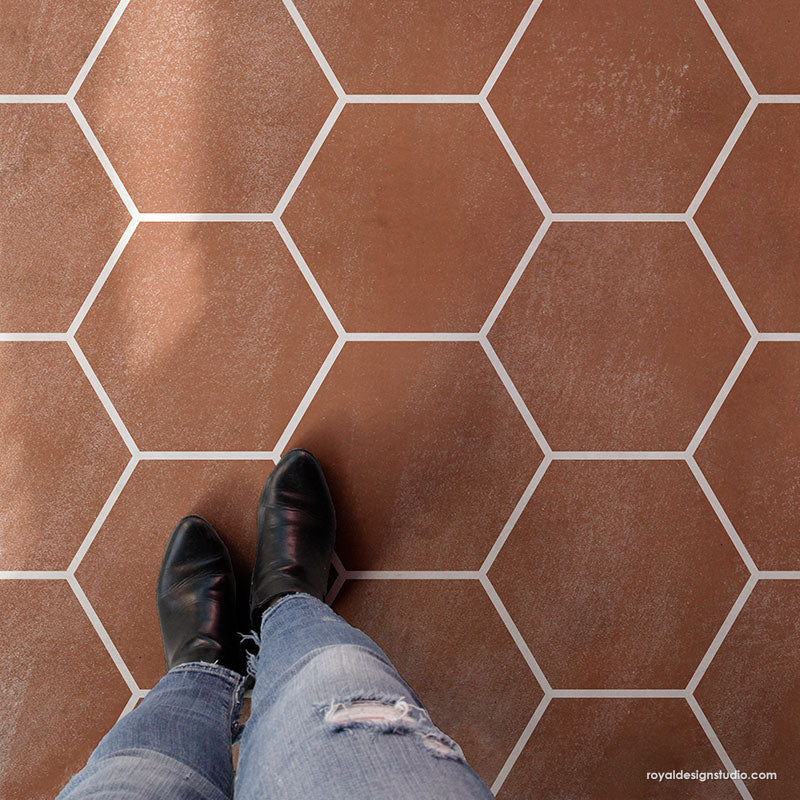 Upscaled Hexagon Tiles Stencil