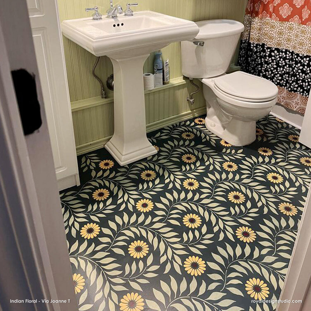 Indian Floral Wall Stencil