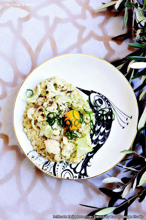 Intricate Zelij Moroccan Furniture Stencil