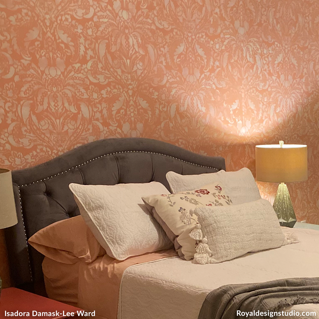 Upscaled Isadora Damask Wall Stencil
