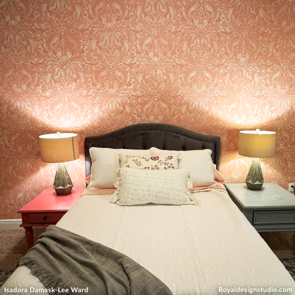 Upscaled Isadora Damask Wall Stencil