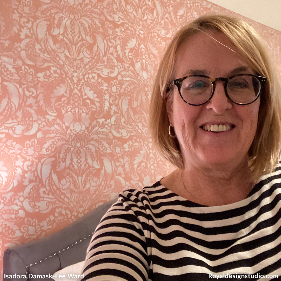 Upscaled Isadora Damask Wall Stencil