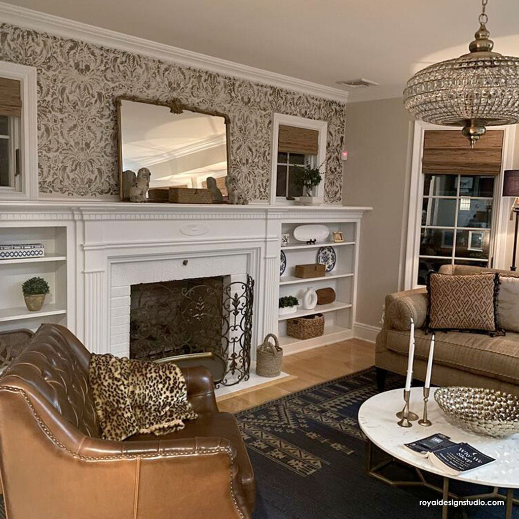 Isadora Damask Wall Stencil