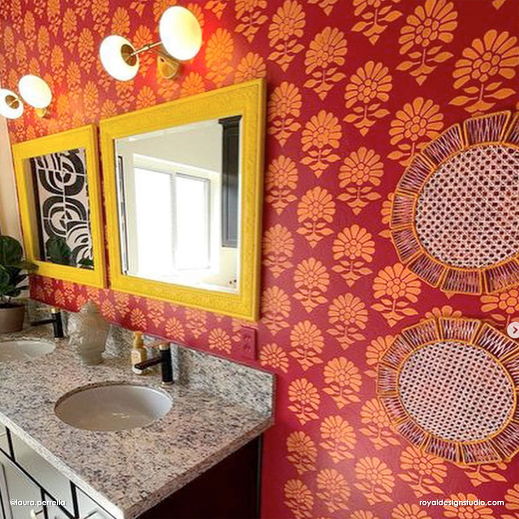 Jaipur Flower Garden Allover Wall Stencil