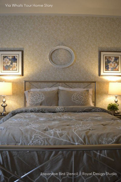 Japanese Birds Allover Wall Stencil