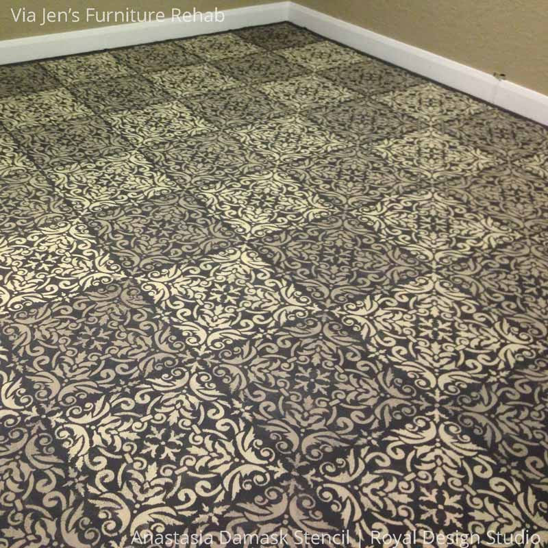 Anastasia Damask Tile Wall Stencil
