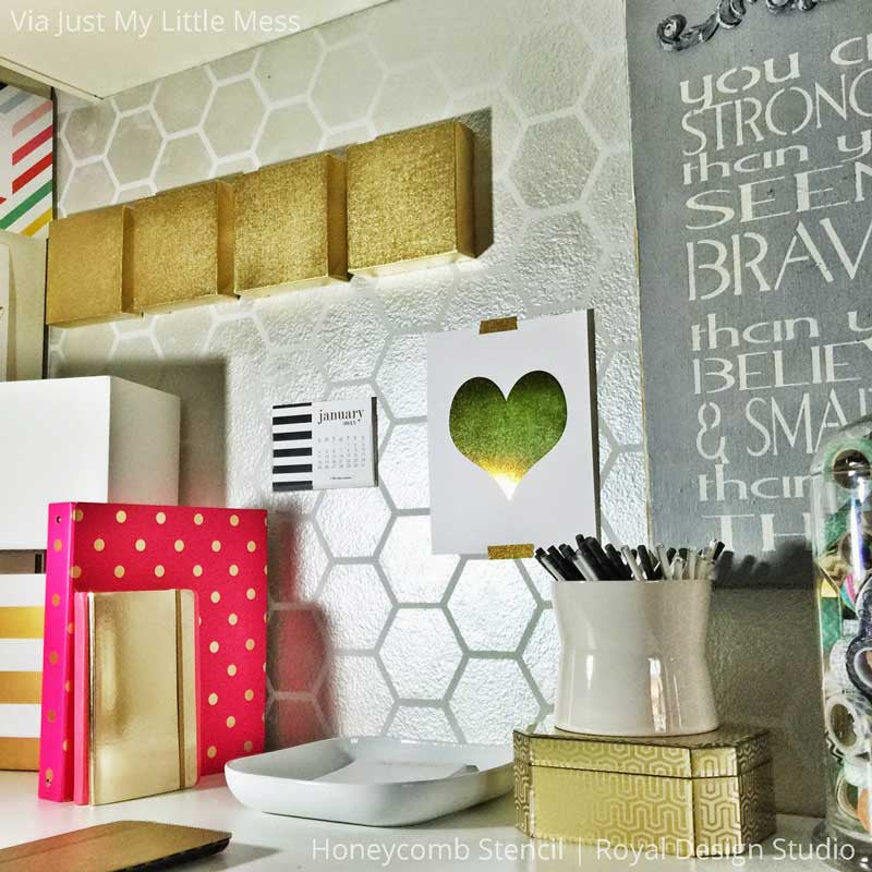 Honeycomb Hexagon Tiles Wall Stencil