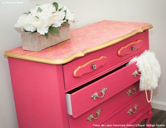 Fleur de Lace Furniture Stencil