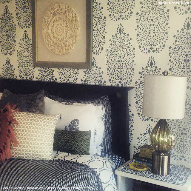 Persian Garden Damask Wall Stencil