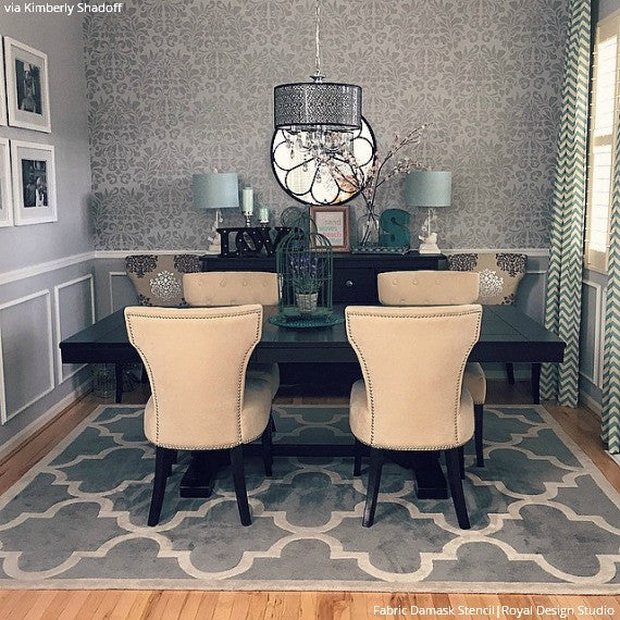 Fabric Damask Wall Stencil