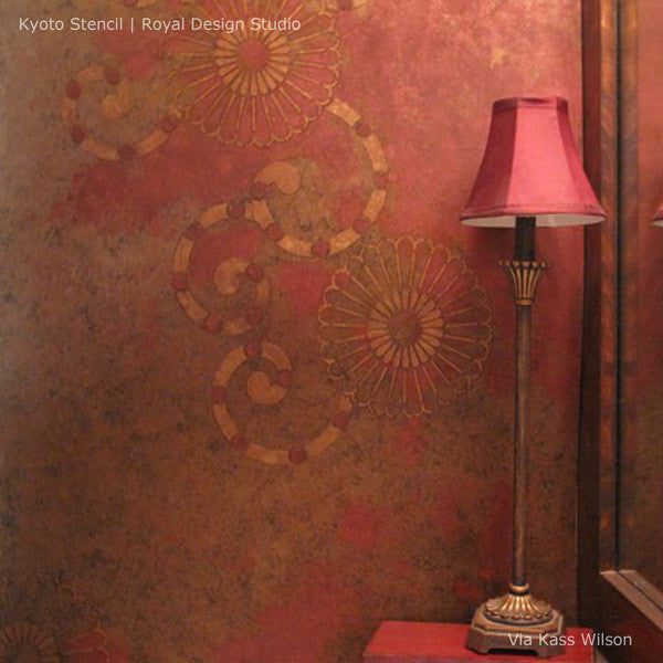 Kyoto Allover Flower Wall Stencil