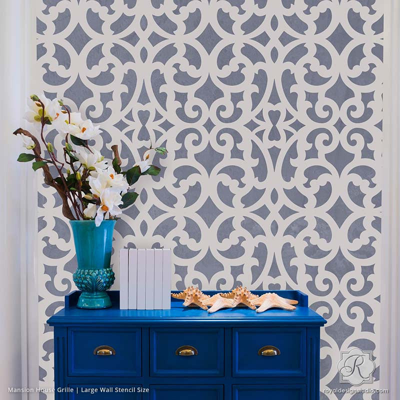 Mansion House Grille Trellis Wall Stencil