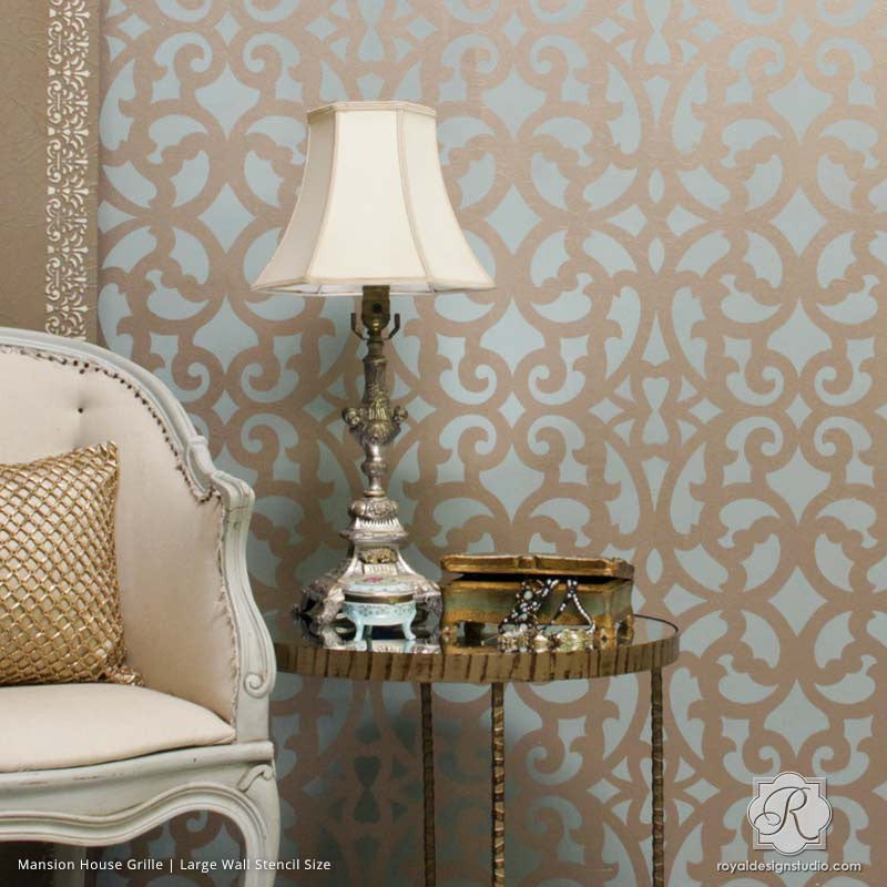 Mansion House Grille Trellis Wall Stencil