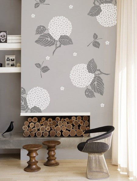 Japanese Hydrangea Floral Stencil