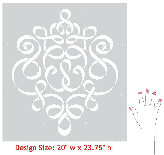 Ribbon Damask Wall Stencil