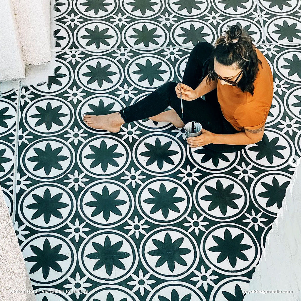 Maison Floral Tile Allover Stencil