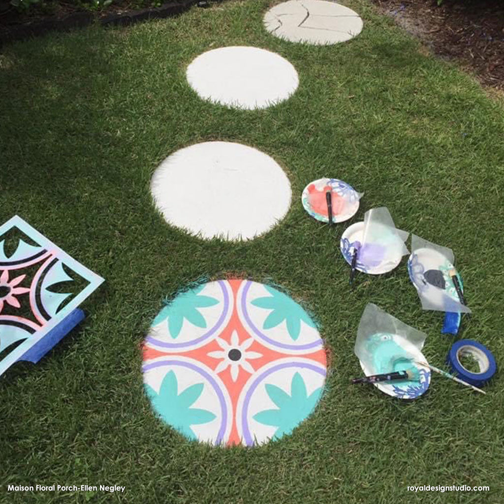 Maison Floral Tile Stencil