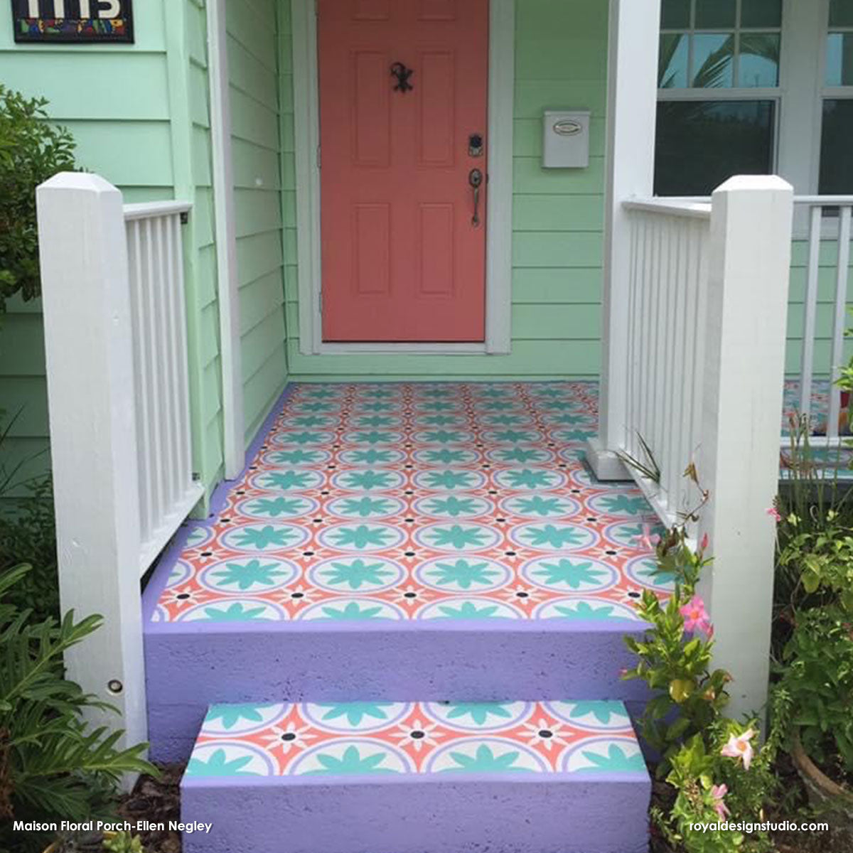 Maison Floral Tile Stencil