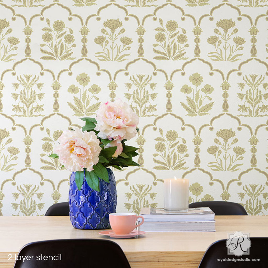 Majorelle Floral Trellis Wall Stencil