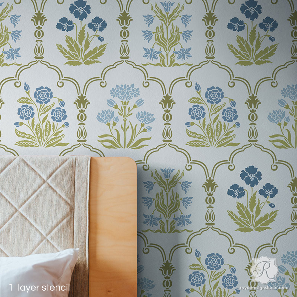 Majorelle Floral Trellis Wall Stencil