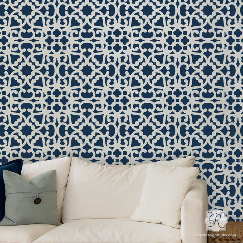 Modern Moroccan Lace Wall Stencil