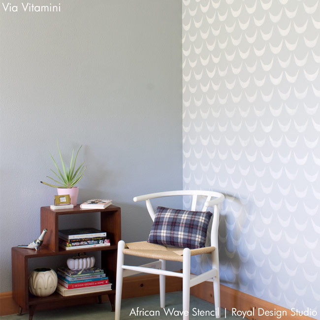 African Wave Wall Stencil
