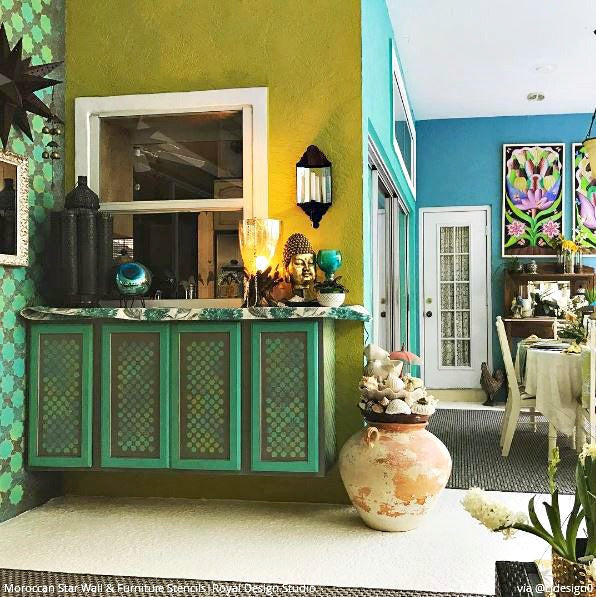 Eight Pointed Stars Moroccan Stencil