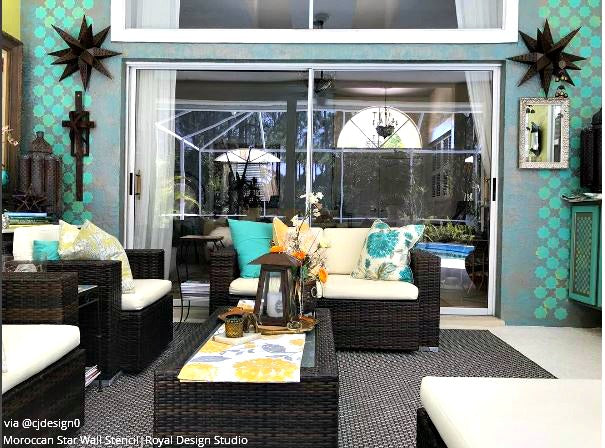 Eight Pointed Stars Moroccan Stencil