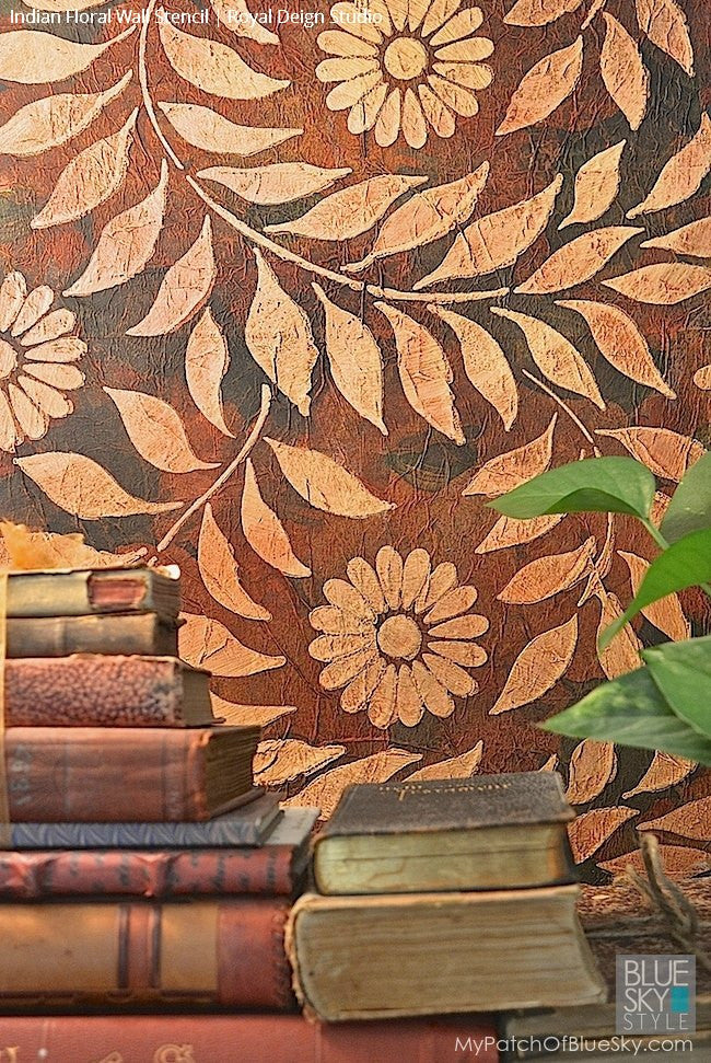Indian Floral Wall Stencil