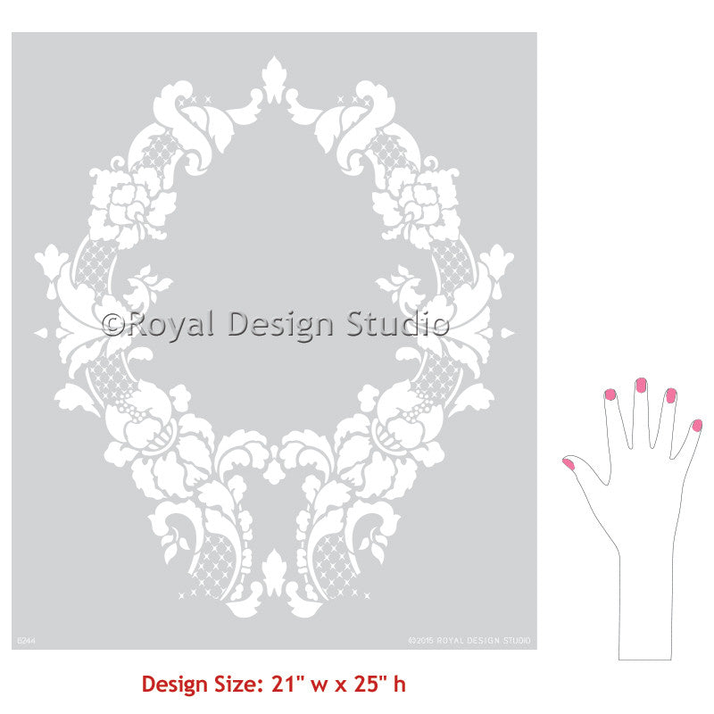 Floral Cascade Damask Wall Stencil