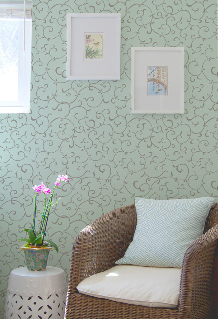 Oriental Vine Allover Wall Stencil