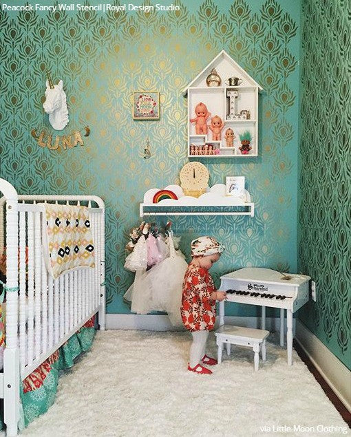 Peacock Fancy Wall Stencil