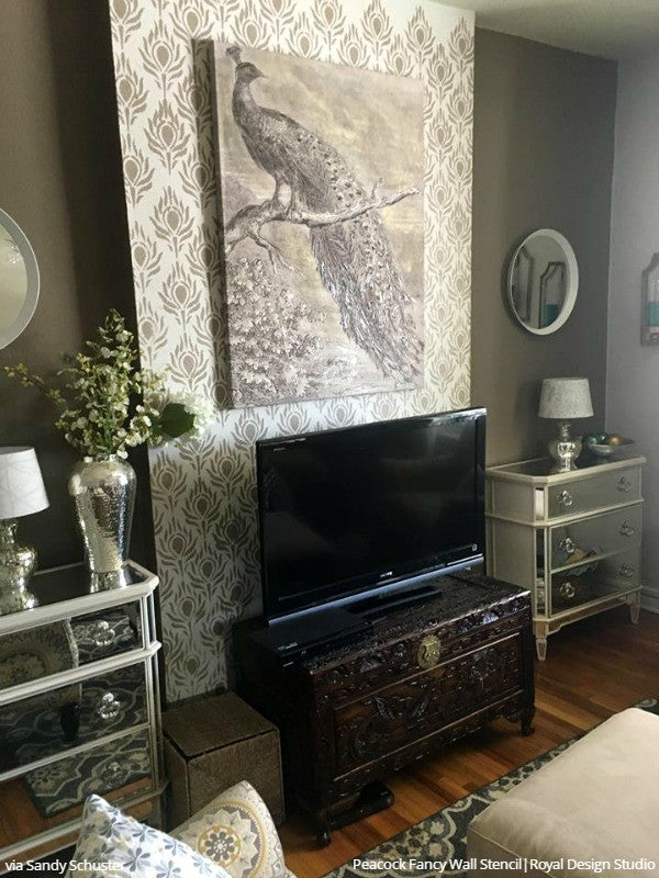 Peacock Fancy Wall Stencil