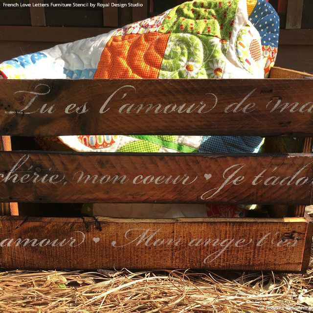 French Love Letters Furniture Stencil