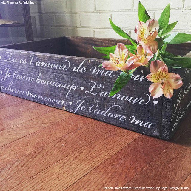 French Love Letters Furniture Stencil