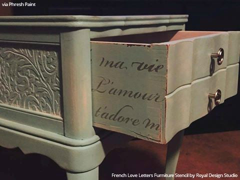 French Love Letters Furniture Stencil