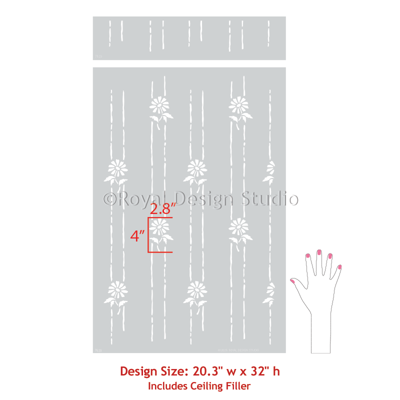 Petite Floral Stripe Wall Stencil