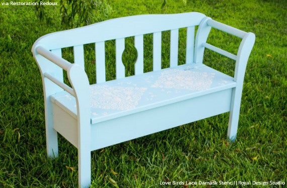 Love Birds Lace Damask Stencil
