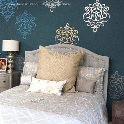 Ribbon Damask Wall Stencil