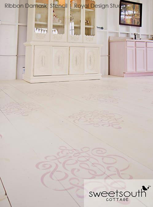 Ribbon Damask Wall Stencil