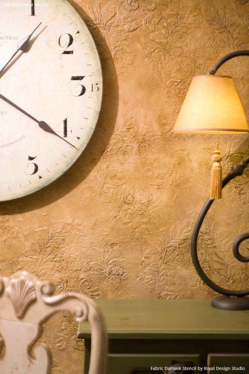 Fabric Damask Wall Stencil