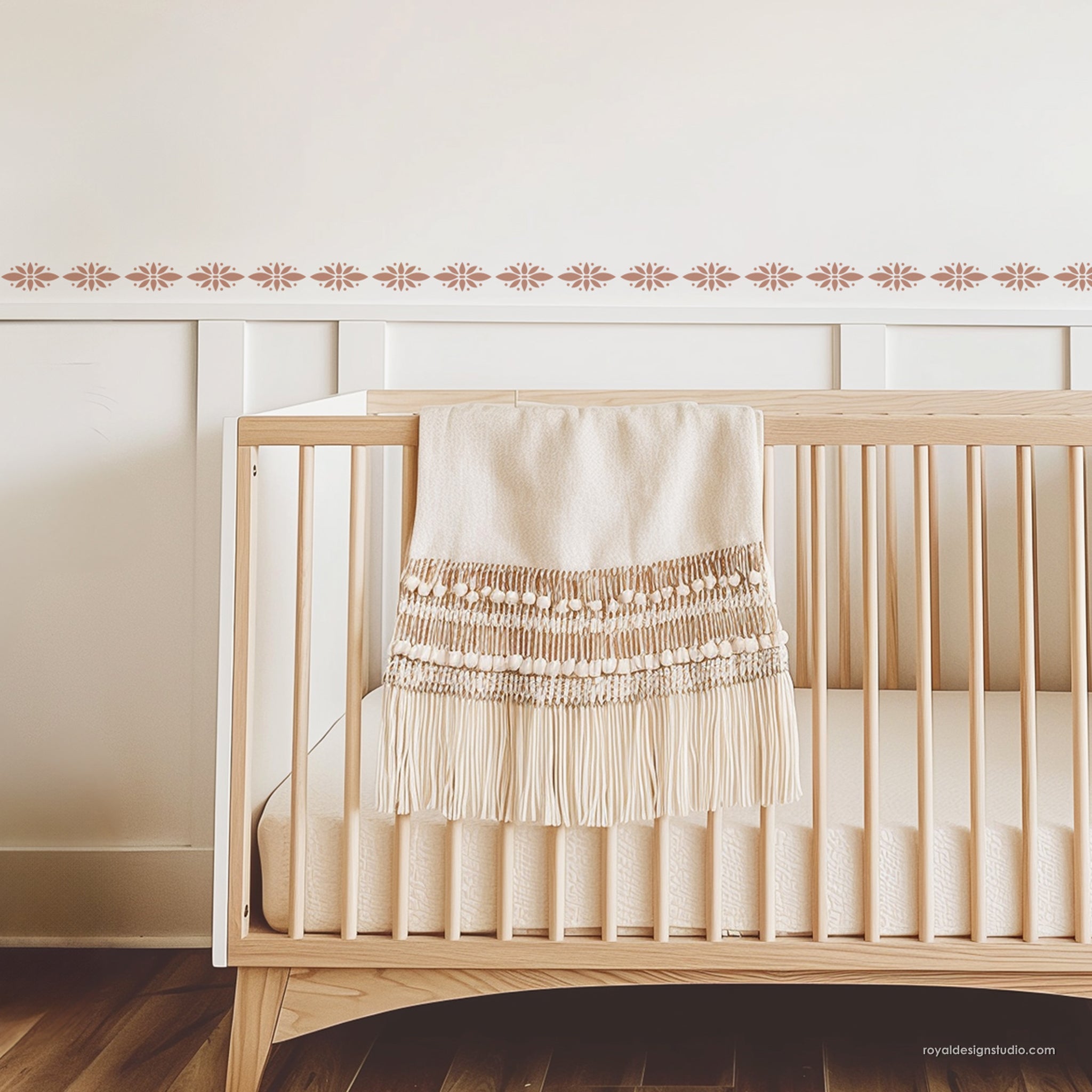 Simple Floral Wall Stencil Border